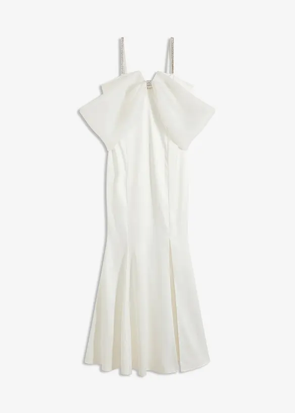 Brudklänning i glänsande satin med strass, bonprix