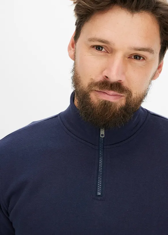 Sweatshirt med krage och kort dragkedja, bonprix