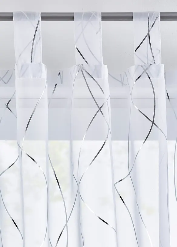 Gardin med glansigt mönster i återvunnen polyester (1-pack), bonprix