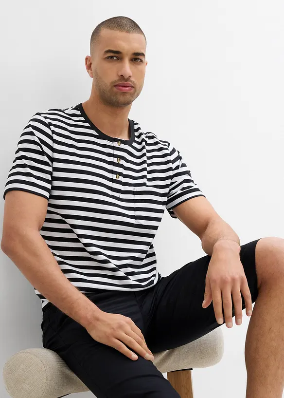 T-shirt med kort knäppning av ren ekologisk bomull 2-pack), bonprix
