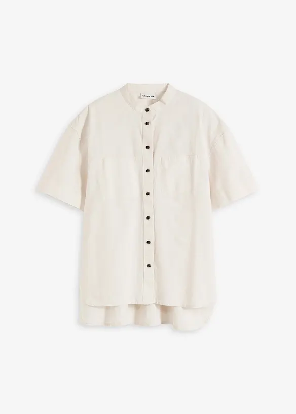 Skjortblus i tunn bomullsmix, bonprix