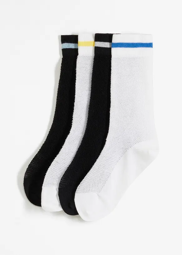 Strumpor i material med struktur och ekologisk bomull (4-pack), bonprix