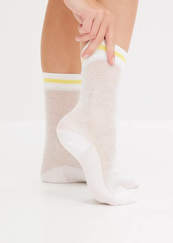 Strumpor i material med struktur och ekologisk bomull (4-pack), bonprix