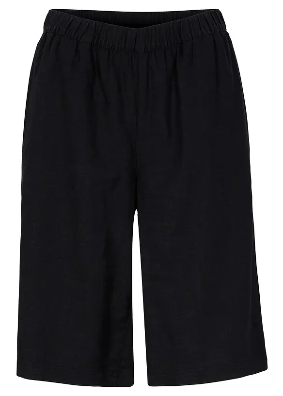 Bermudas med linne och bekväm hög midja, bonprix