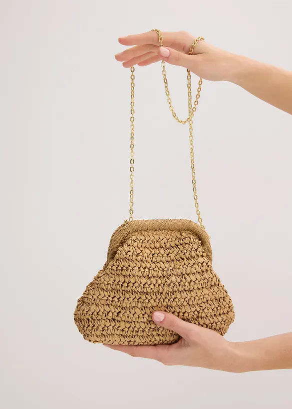 Axelremsväska med halmlook, bonprix