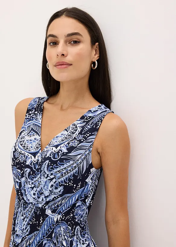 Mönstrad maxiklänning i mjuk viskosmix, bonprix