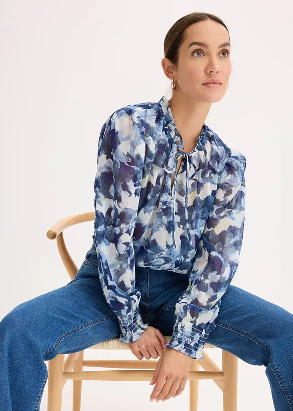 Mönstrad chiffongblus, bonprix