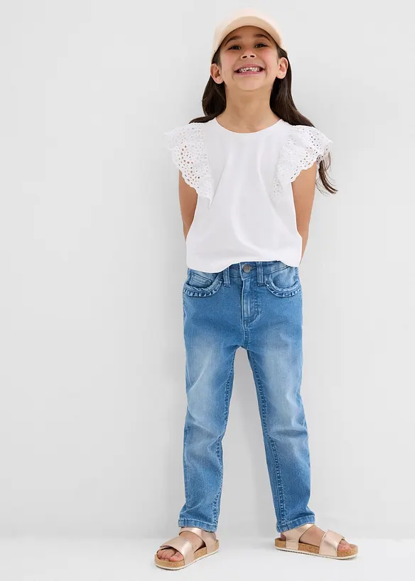 Stretch Jeans Mid Waist för barn, Tapered, bonprix