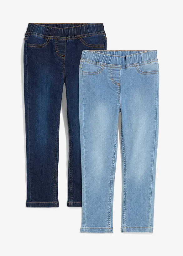 Jeggings med medelhög midja (2-pack), bonprix