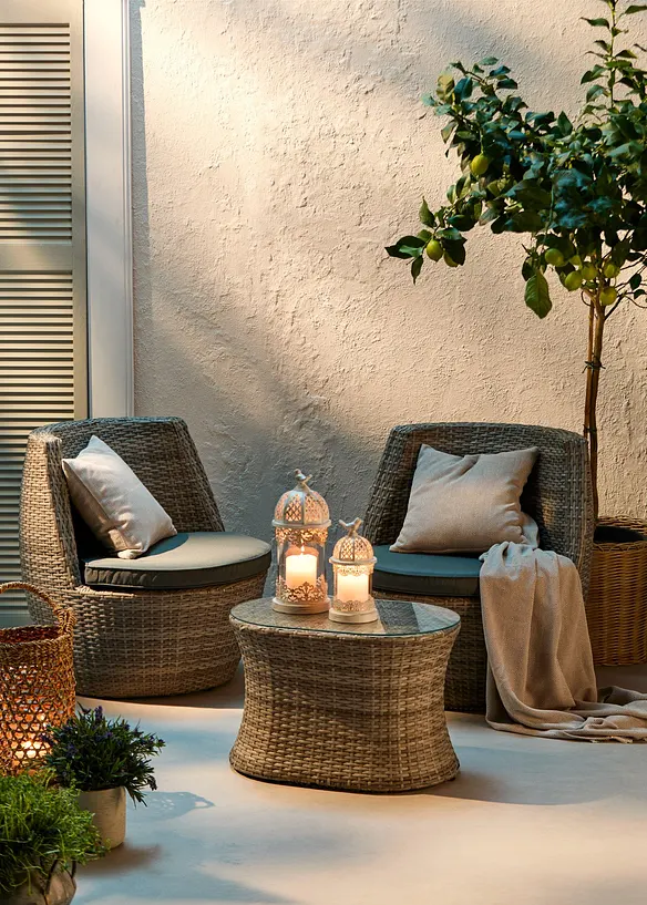 Tr&auml;dg&aring;rdslykta med glas (2 delar), bonprix