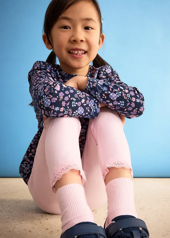 Leggings för barn med spets i bensluten (2-pack), bonprix