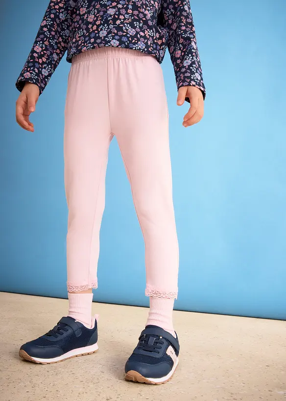 Leggings för barn med spets i bensluten (2-pack), bonprix