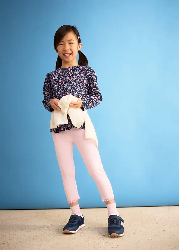 Leggings för barn med spets i bensluten (2-pack), bonprix