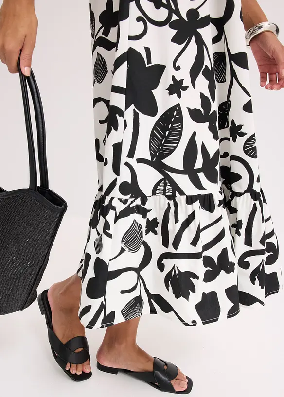 Mellanlång klänning i ekologisk bomull, bonprix