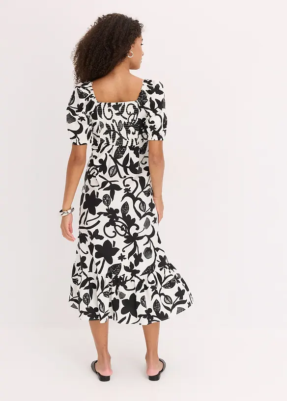 Mellanlång klänning i ekologisk bomull, bonprix