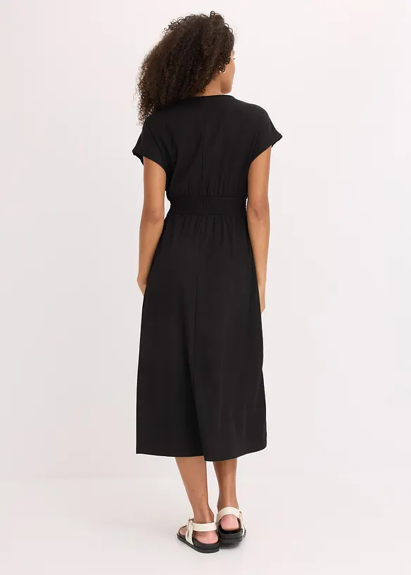 Jerseykl&auml;nning i luftig kr&auml;pp, bonprix