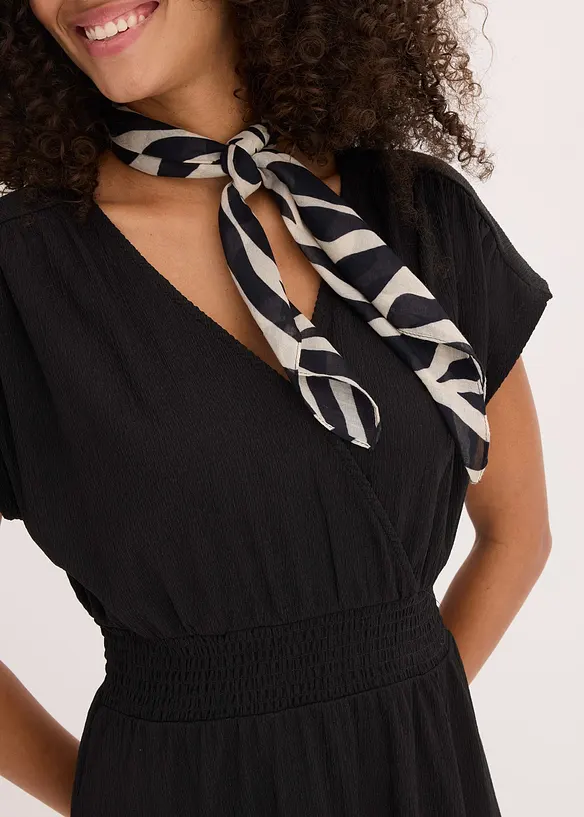 Jerseykl&auml;nning i luftig kr&auml;pp, bonprix