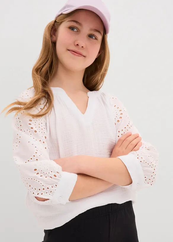 Cykelbyxa i elastisk materialmix med ekologisk bomull (2-pack), bonprix