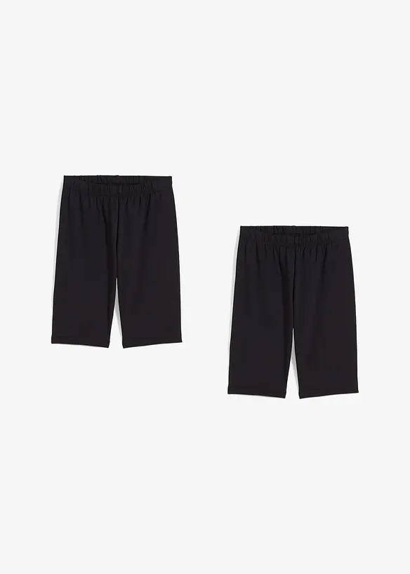 Cykelbyxa i elastisk materialmix med ekologisk bomull (2-pack), bonprix