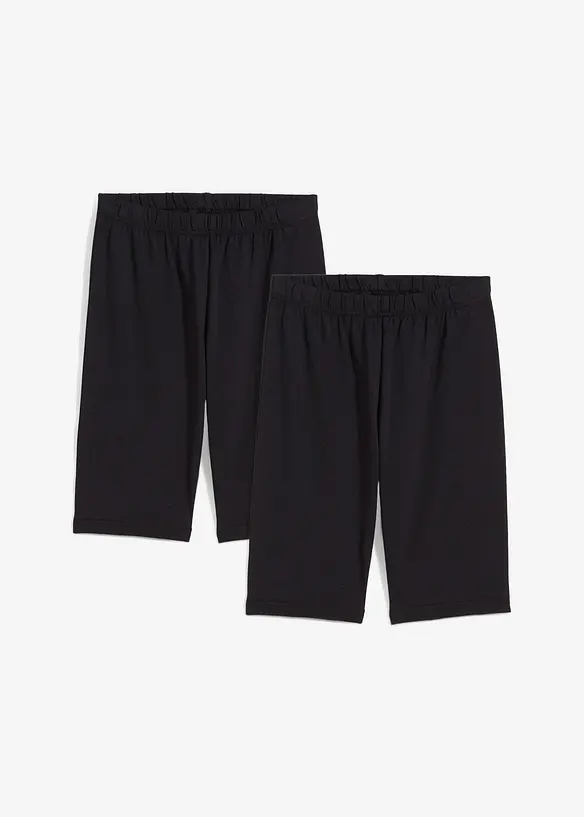 Cykelbyxa i elastisk materialmix med ekologisk bomull (2-pack), bonprix