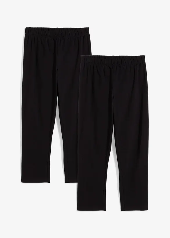 Caprileggings för barn i ekologisk bomull med stretch (2-pack), bonprix