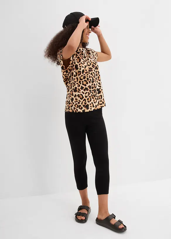 Caprileggings för barn i ekologisk bomull med stretch (2-pack), bonprix