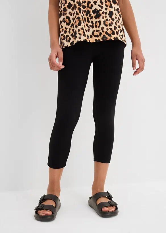 Caprileggings för barn i ekologisk bomull med stretch (2-pack), bonprix