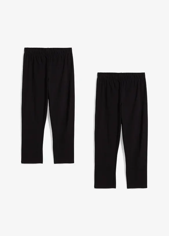 Caprileggings för barn i ekologisk bomull med stretch (2-pack), bonprix