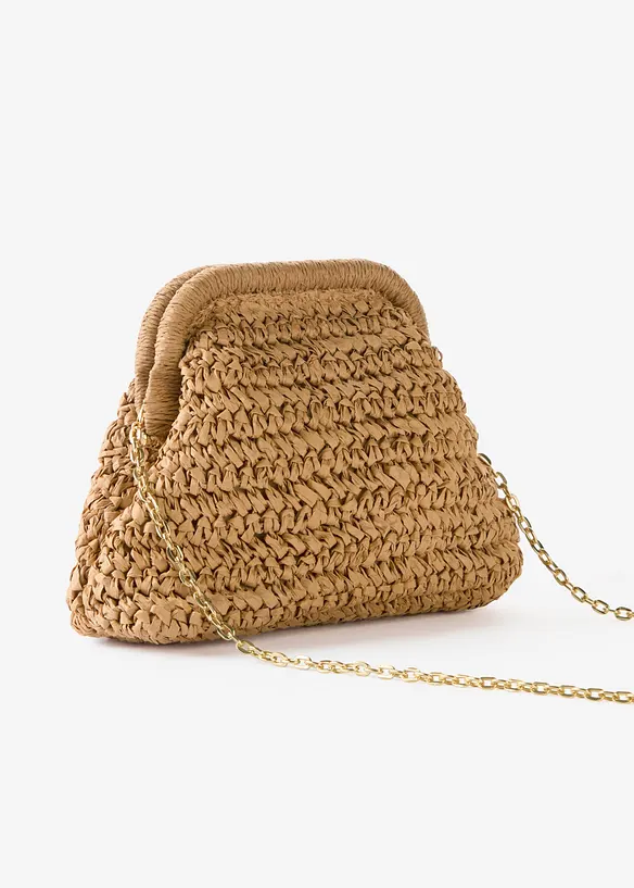 Axelremsväska med halmlook, bonprix