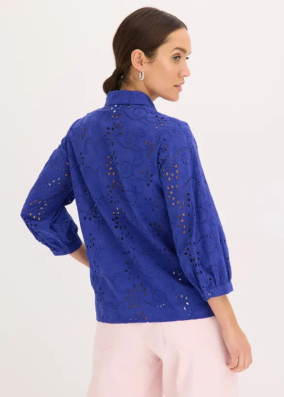 Blus med hålbroderi, bonprix