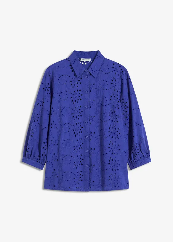 Blus med hålbroderi, bonprix