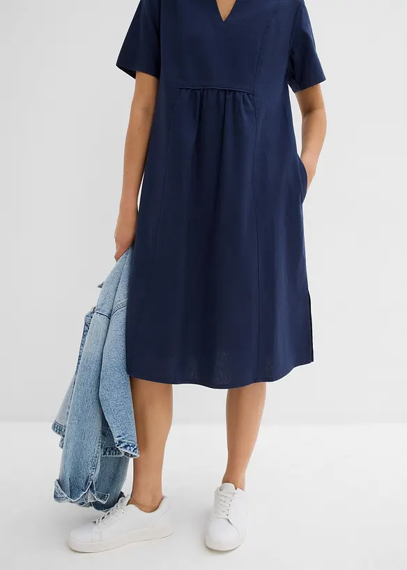 Kn&auml;l&aring;ng tunikakl&auml;nning med fickor och linne, bonprix