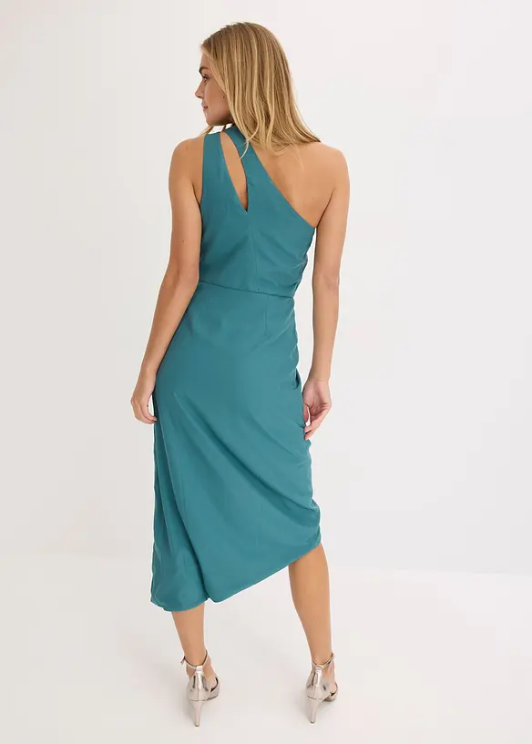 Satinklänning med drapering, bonprix
