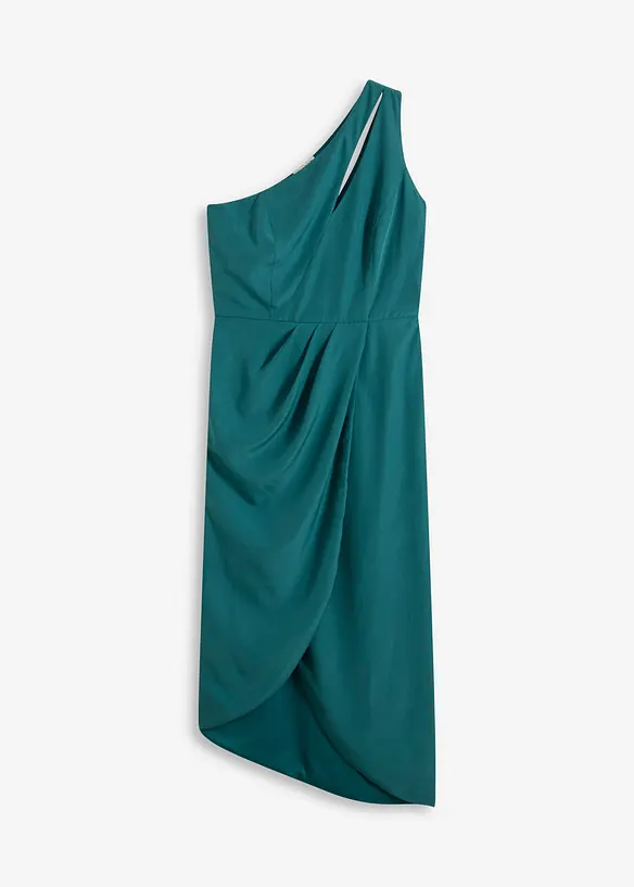 Satinklänning med drapering, bonprix