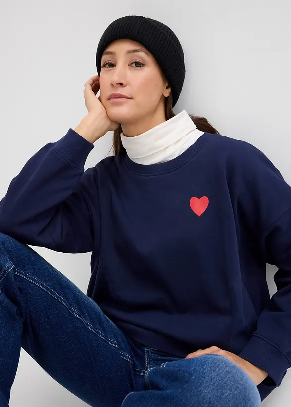 Mamma-/amningssweatshirt i ekologisk bomull, bonprix