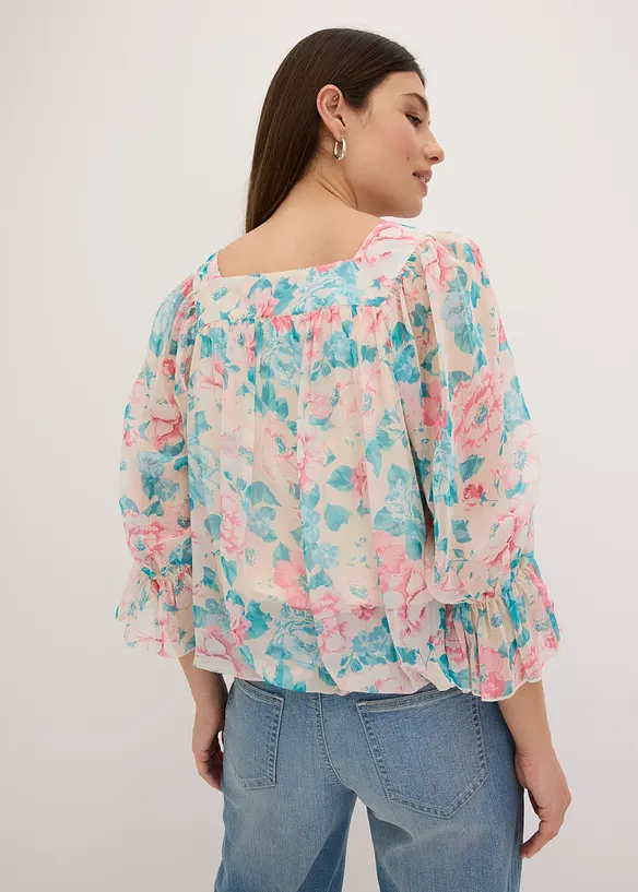 Blus med ballongformad nederkant, bonprix