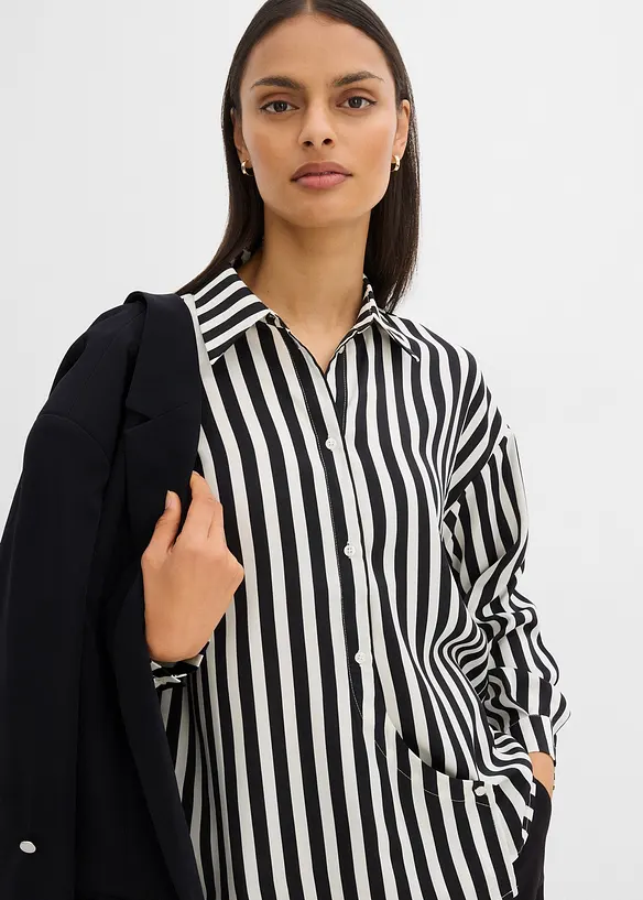 Skjortblus i följsam satin, bonprix