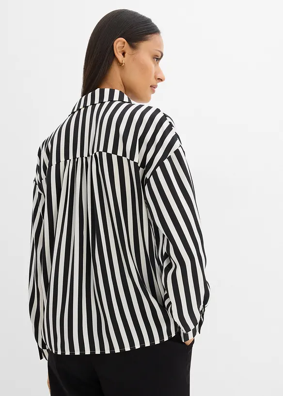 Skjortblus i följsam satin, bonprix