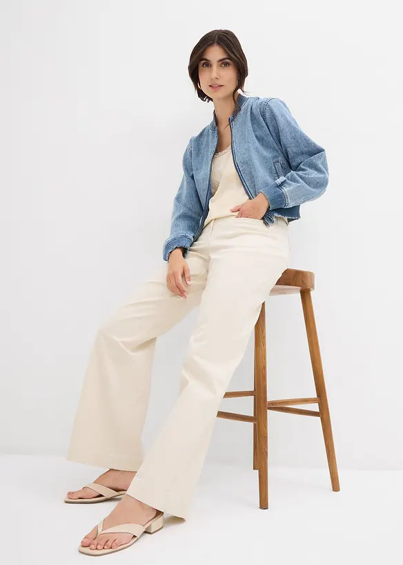 Wide Leg Jeans Mid Waist, med bekväm midja, bonprix