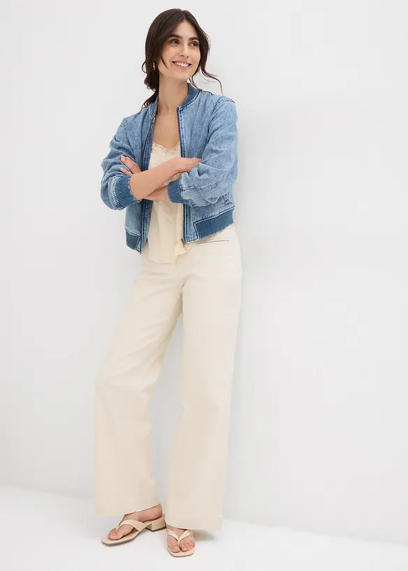 Wide Leg Jeans Mid Waist, med bekväm midja, bonprix