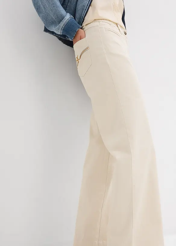 Wide Leg Jeans Mid Waist, med bekväm midja, bonprix