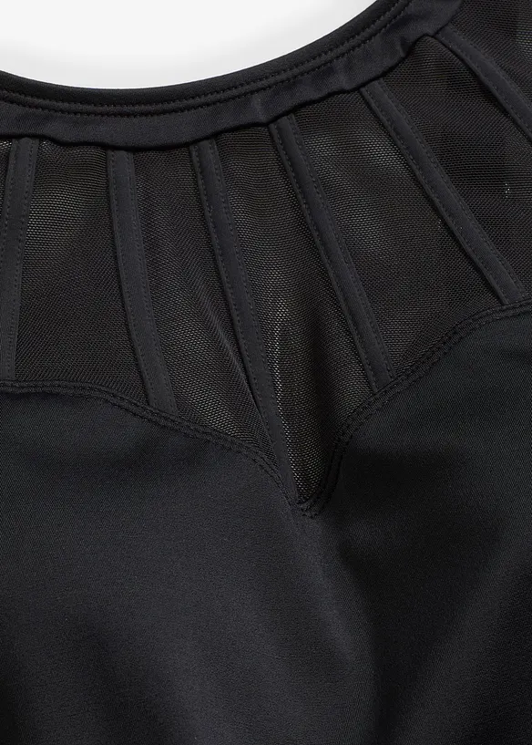 Baddräktsklänning med medelhög formande effekt och transparent mesh, bonprix