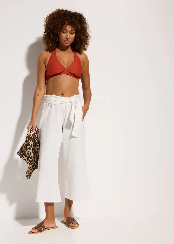 3/4-strandbyxa i muslin, bonprix