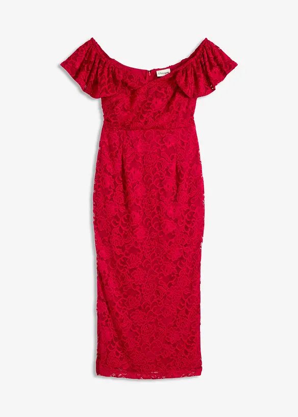 Spetsklänning med draperade ärmar, bonprix