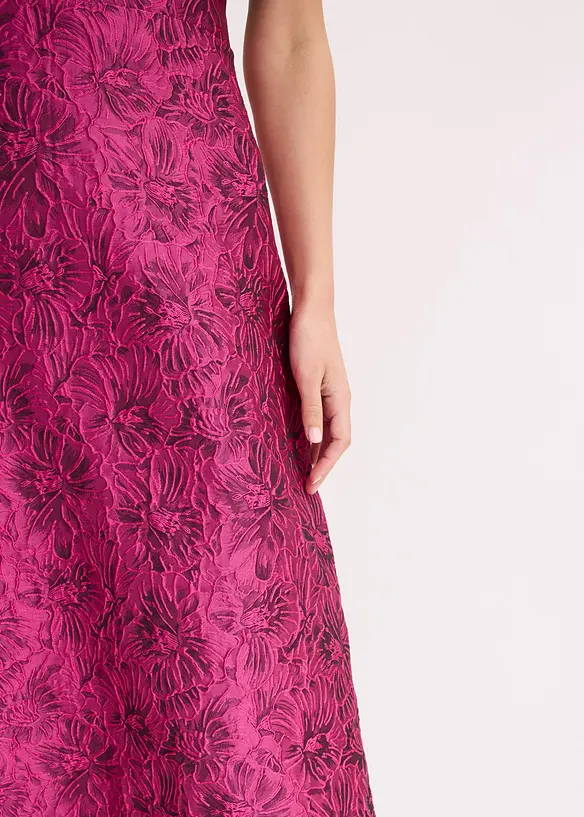Midiklänning med kjol av glansig jacquard, bonprix