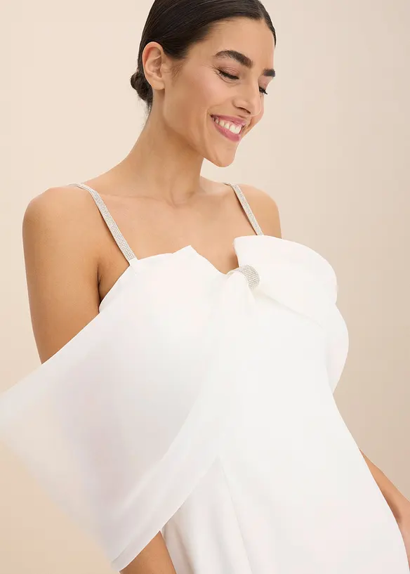 Brudklänning i glänsande satin med strass, bonprix