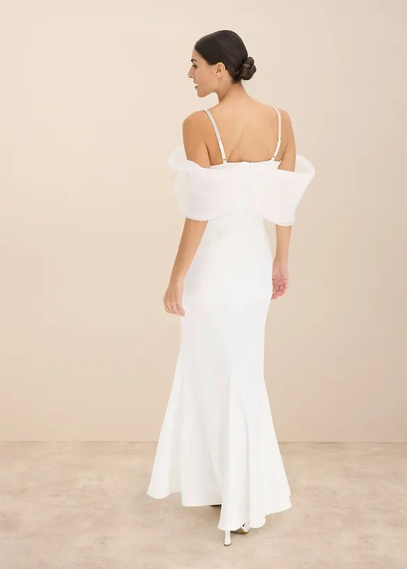 Brudklänning i glänsande satin med strass, bonprix