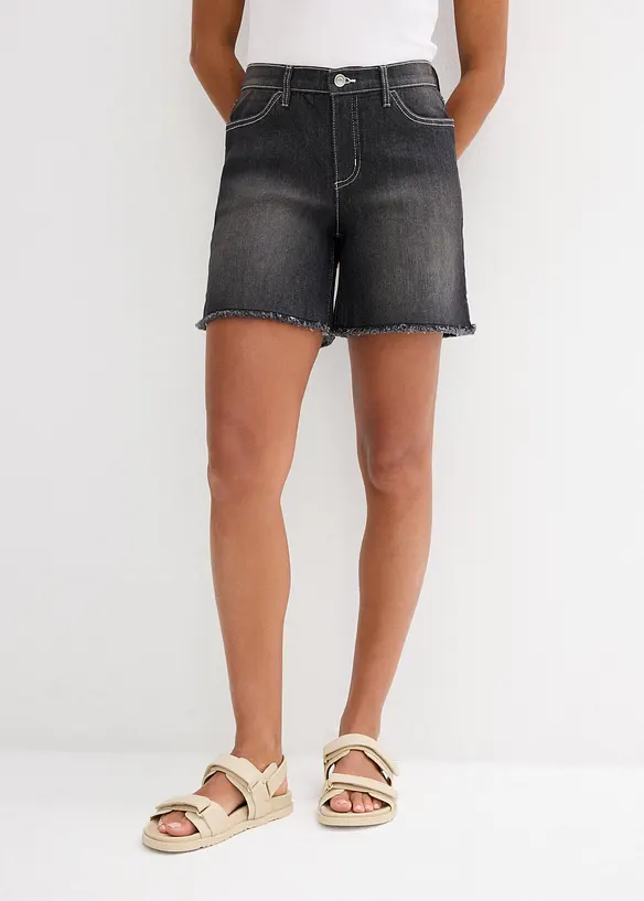 Stretchiga jeansshorts, Mid Waist, bonprix