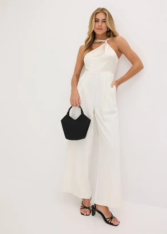 Jumpsuit med satin, bonprix