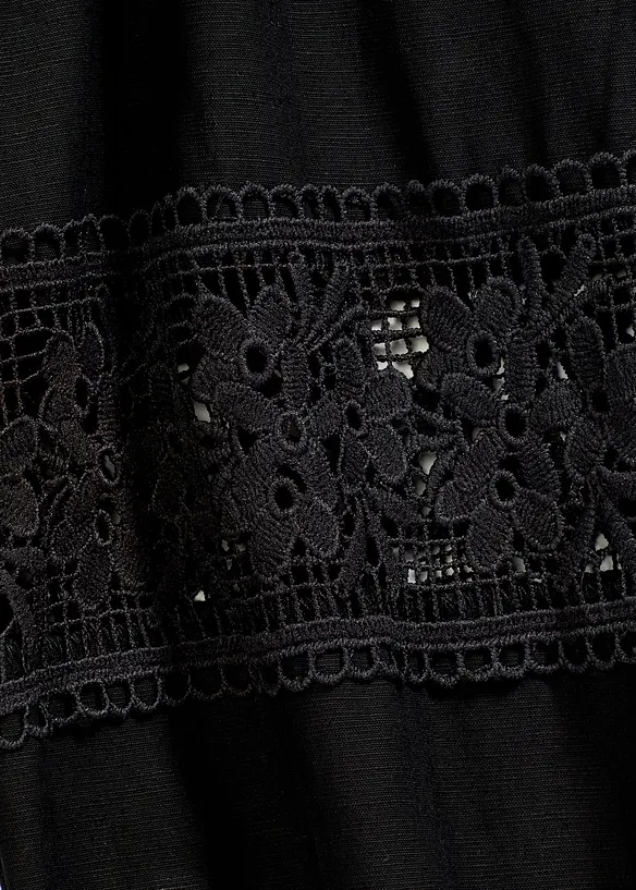 Kortärmad blus med linneandel, bonprix